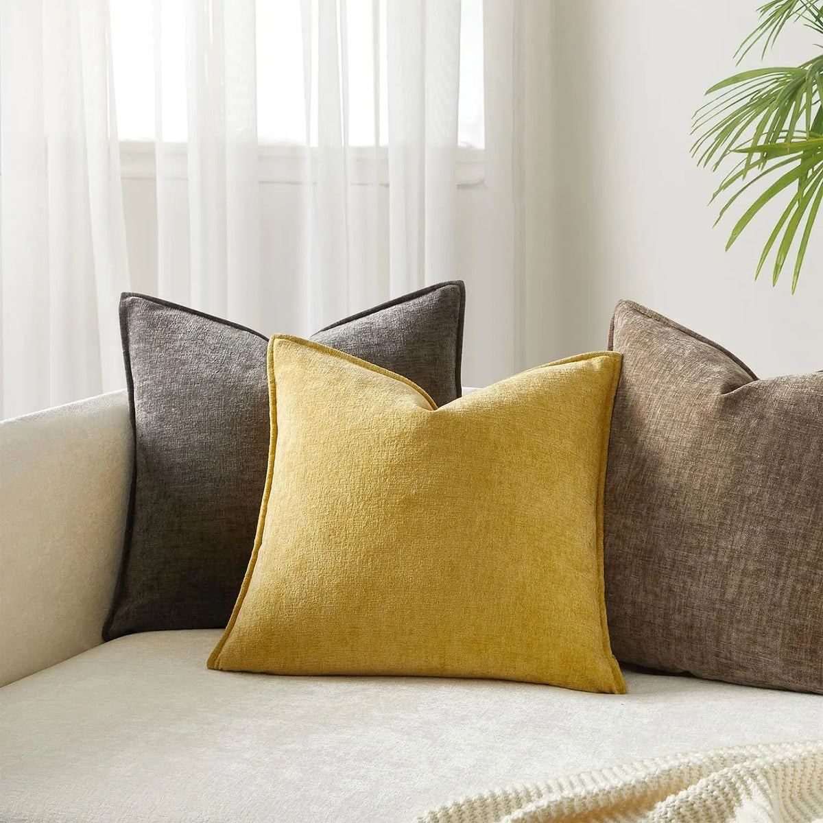 Solid Chenille Throw Pillow Cover — detail