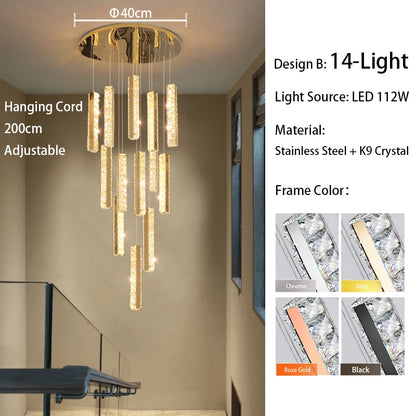 Self contained large crystal chandelier with plated steel structure