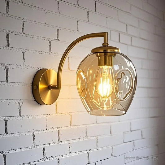 glass wall sconce, front view on white background