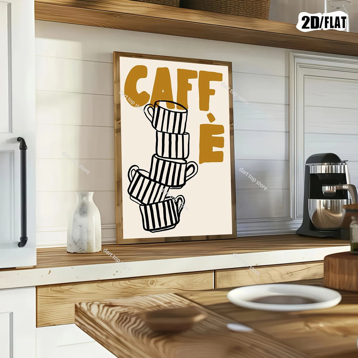 Coffee Lover Cartoon Animal Canvas Wall Art