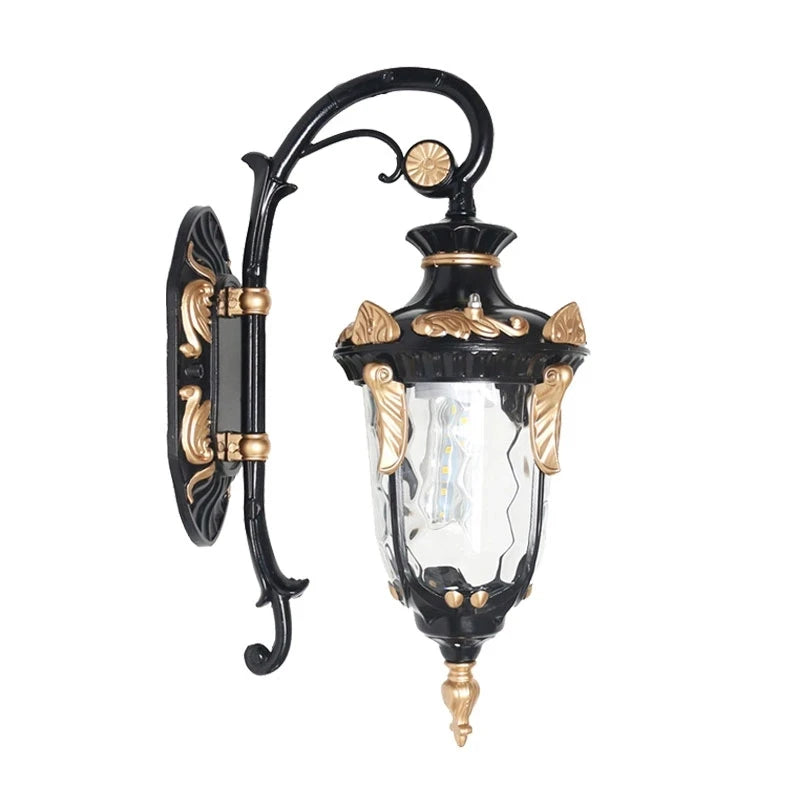 outdoor wall sconce, front view on white background