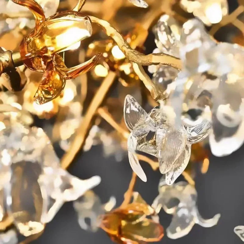 Round crystal flower chandelier at 120 by 50 centimetres