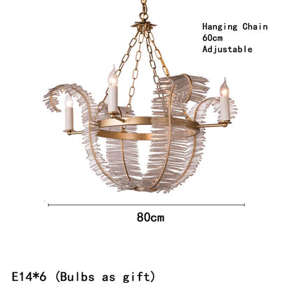 Changeable light setting on a retro feather crystal chandelier