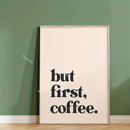 Coffee Lover Cartoon Animal Canvas Wall Art