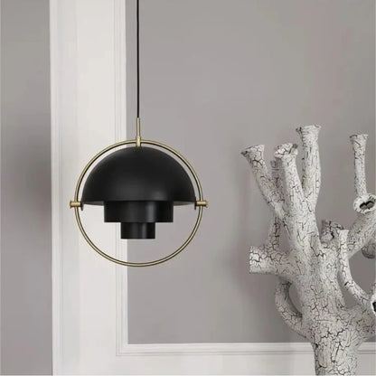 Black plated chandelier shade at 38 centimetres with glass diffuser