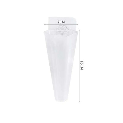 White conical acrylic wall planter with air plant for modern wall botanical display