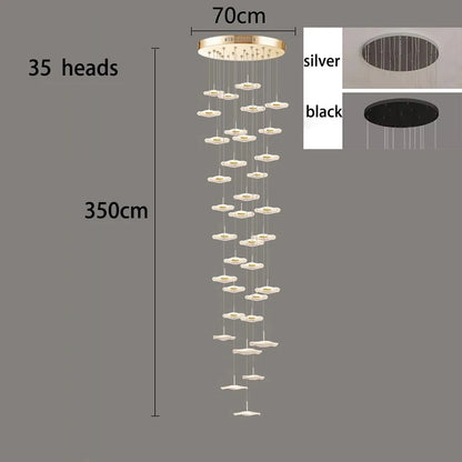 Twenty head staircase cascade chandelier with a 118.1 in (300 cm) drop