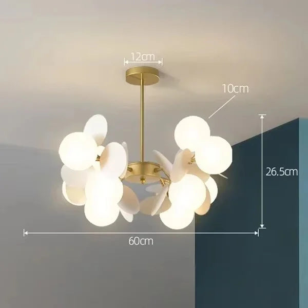 Flower branch chandelier lit in neutral white 4000K G4 LED light