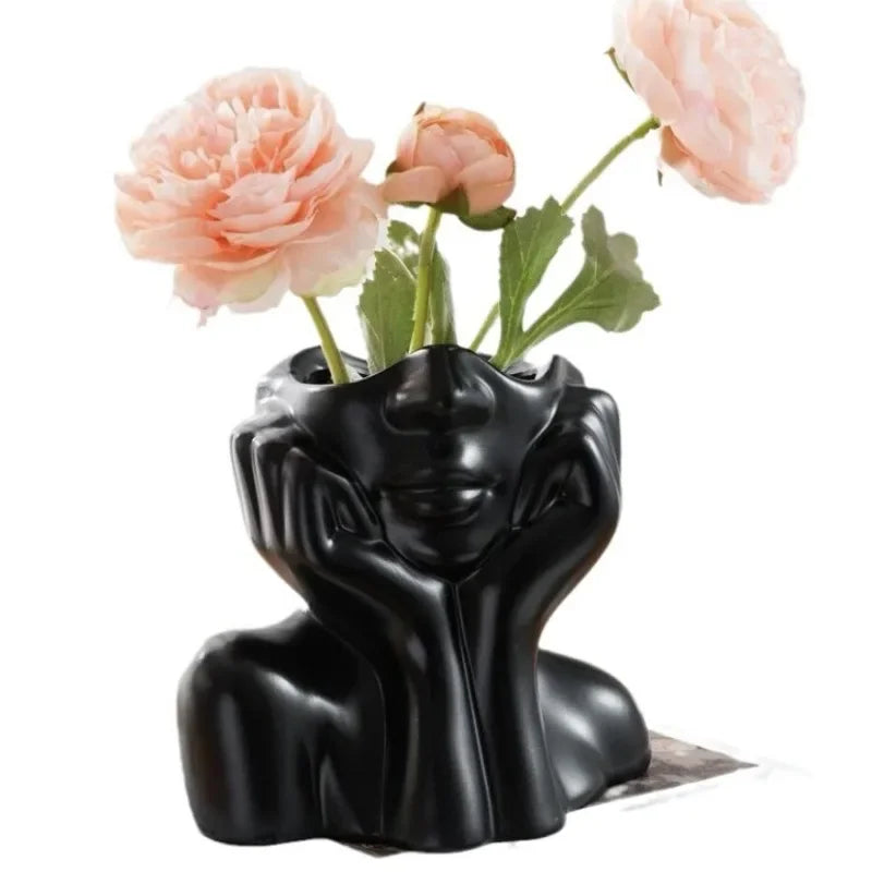 Resin human body art vase gold white black handcraft ornament