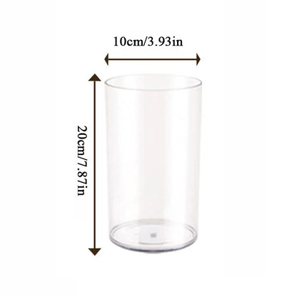 Tall unbreakable acrylic cylinder vase on banquet table floral display