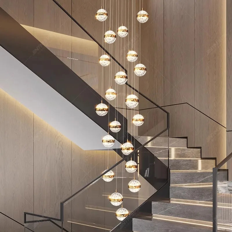 PMMA shades hung at staggered depths from a cord pendant chassis