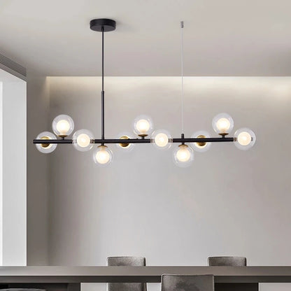 Seven head glass bead chandelier 25.6 in long, bulbs not included
