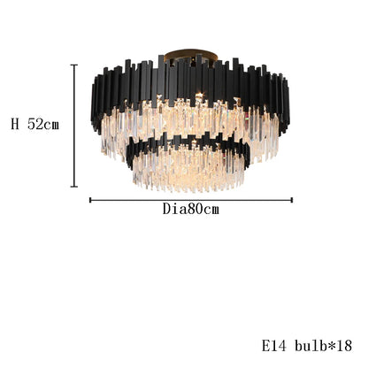 Crystal chandelier at 47.2 in diameter with tricolor light output