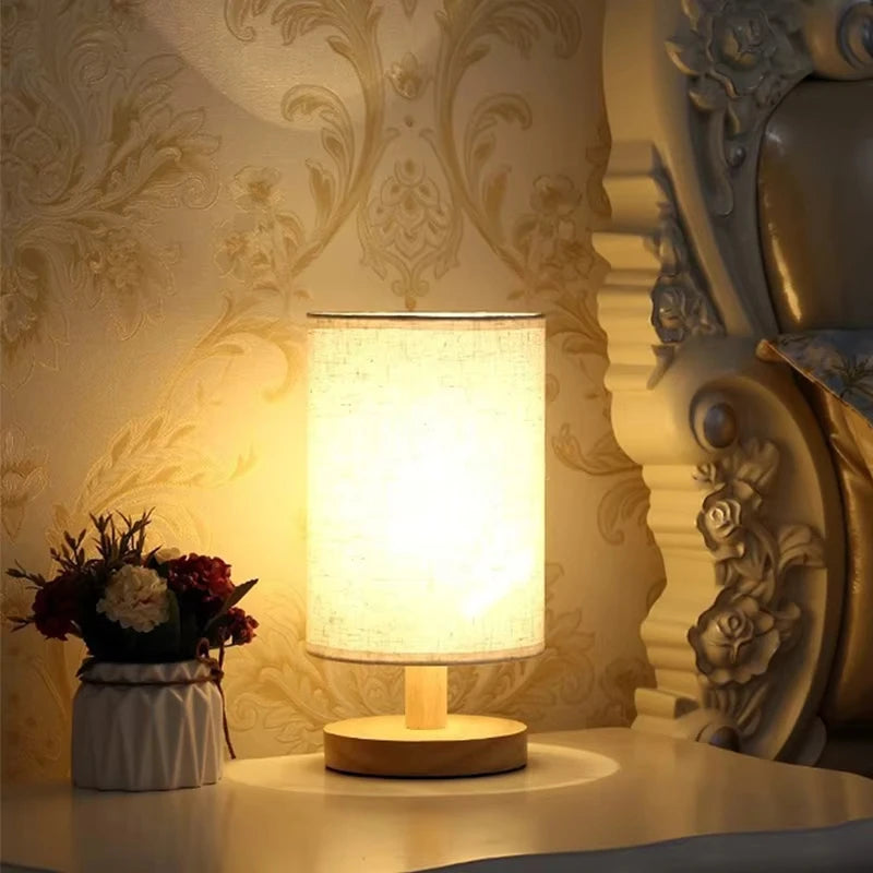 Simple Chinese table lamp fabric shade close-up textile texture detail