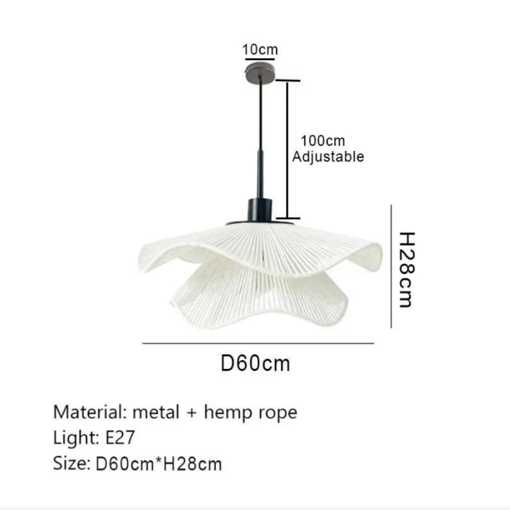 Rope shade chandelier in the 50 centimetre size wired for 85 to 265V