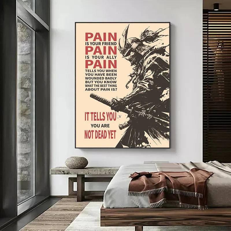 Japanese Samurai Warrior Abstract Canvas Wall Art