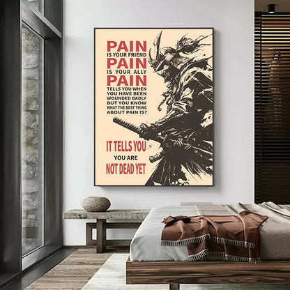 Japanese Samurai Warrior Abstract Canvas Wall Art