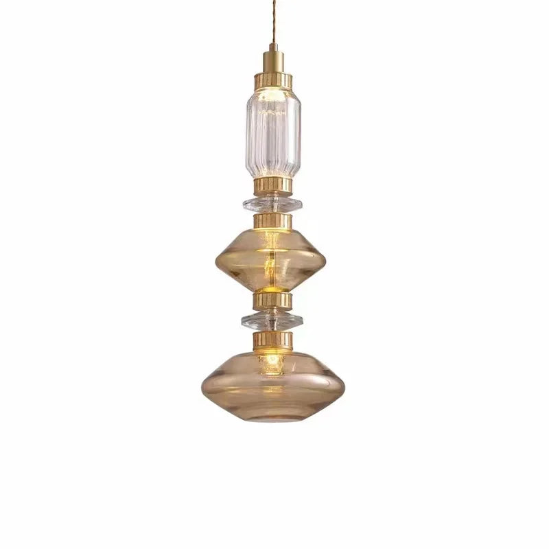Amber Glass LED Chandelier