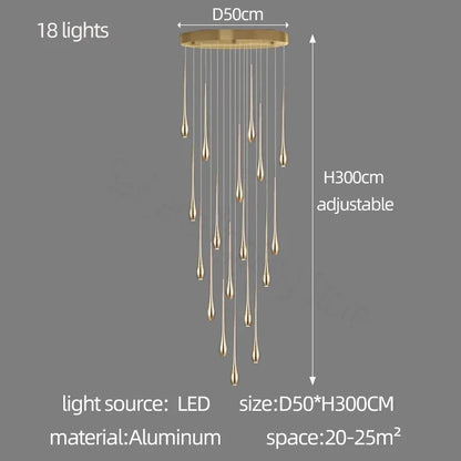 Twenty two light branch chandelier in gold for an open plan living room