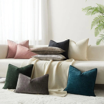 Solid Chenille Throw Pillow Cover — styling detail