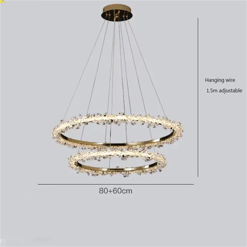 Concentric glass ring chandelier with minimal gold hardware