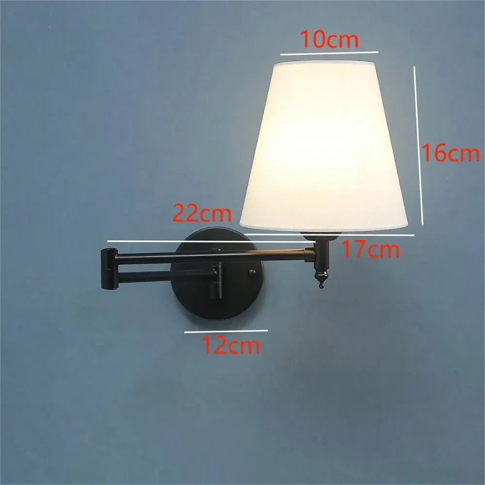 American Fabric Swing Arm Wall Sconce