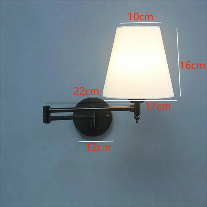 American Fabric Swing Arm Wall Sconce