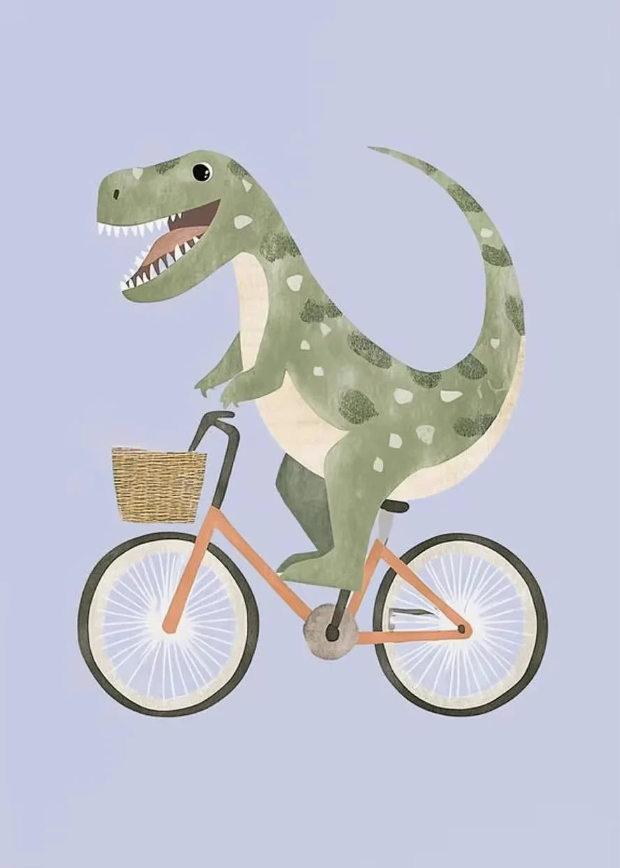 Cute Skateboard Animals Kids Canvas Wall Art Print