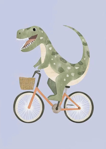 Cute Skateboard Animals Kids Canvas Wall Art Print