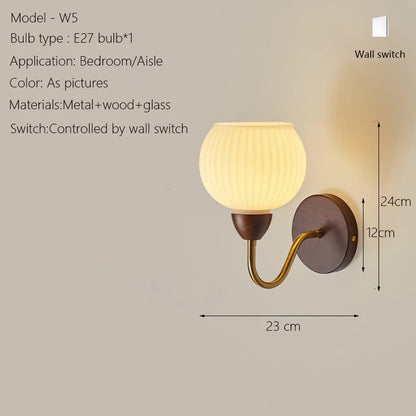 Neoclassical Wood Glass Wall Sconce