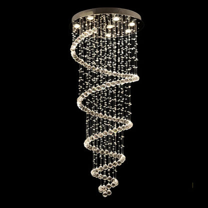 Flush mounted spiral chandelier with an iron finished metal shade
