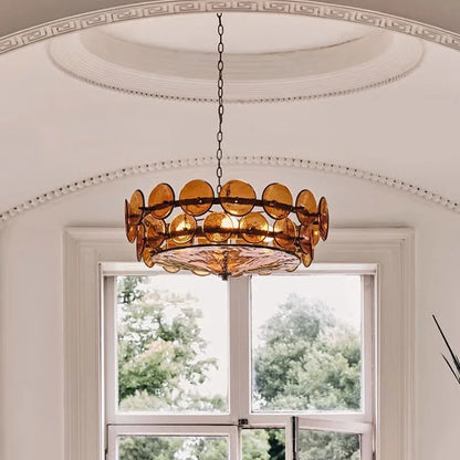 Modern glass chandelier, 37.4 inches wide, with three-color changeable light