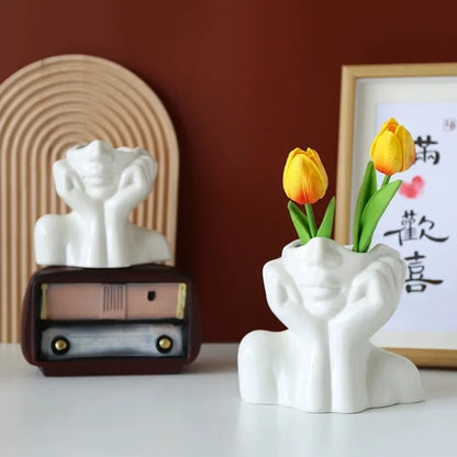 Resin human body art vase gold white black handcraft ornament