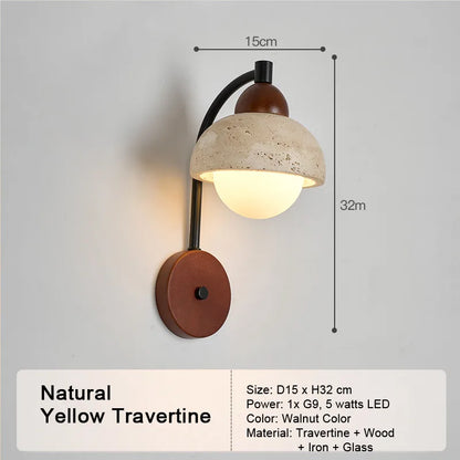 LED Travertine Stone Wall Sconce