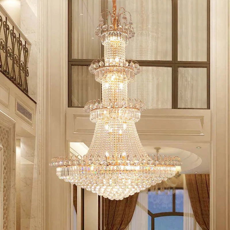 Two layer crystal chandelier, 15.7 in across, for a lower ceiling