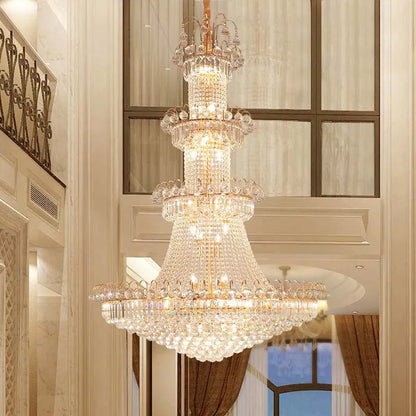 Two layer crystal chandelier, 15.7 in across, for a lower ceiling