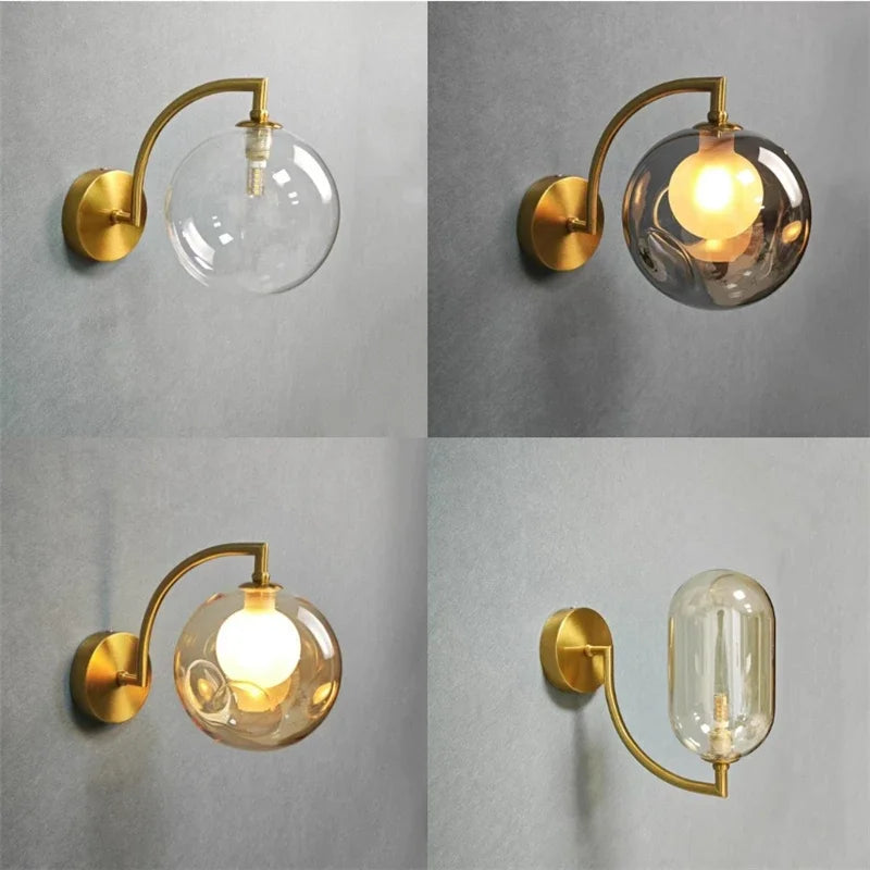 glass wall sconce, front view on white background