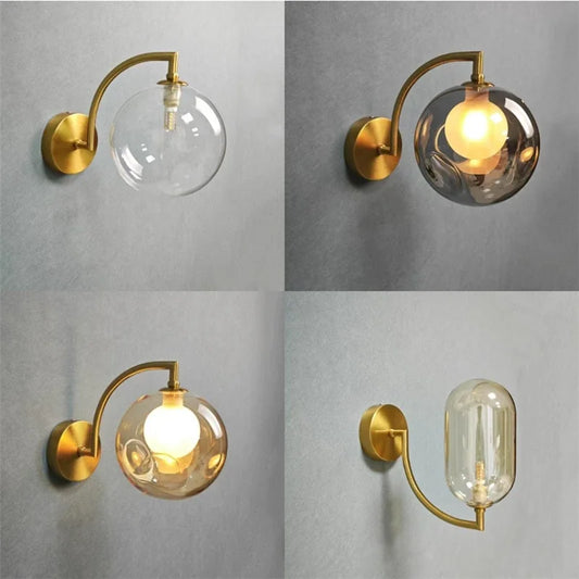 glass wall sconce, front view on white background