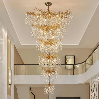 Crystal chandelier, 39.4 inch diameter by 118.1 inch drop, in silver