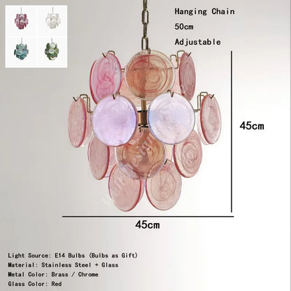 Stained glass chandelier at 23.6 in (60 cm) in a gold metal finish