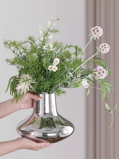 Creative stainless steel mirror circle vase luxury home décor