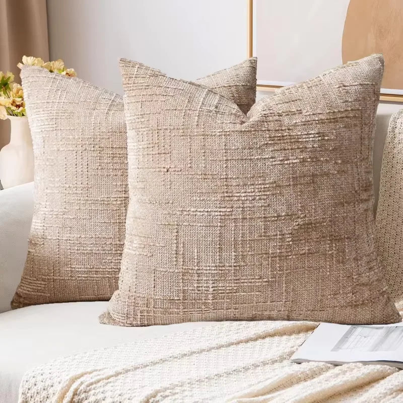 Bamboo Texture Chenille Pillow Cover — styling detail