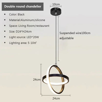 Nordic style aluminium chandelier with cord pendant and no assembly needed