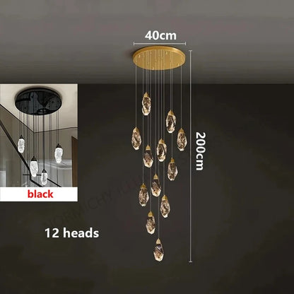 Twenty head crystal chandelier, 15.7 in chassis, 110.2 in drop