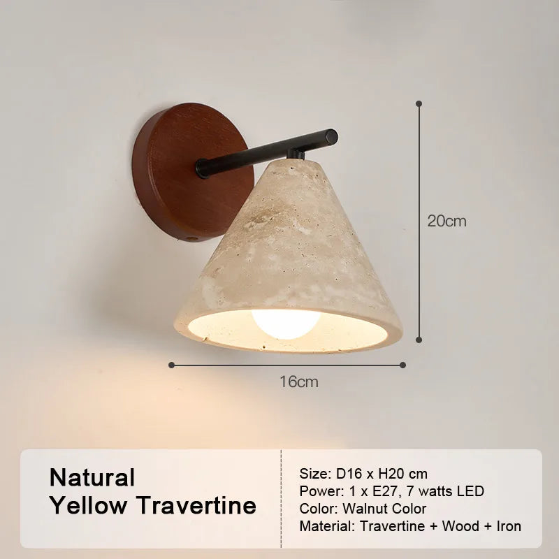 LED Travertine Stone Wall Sconce