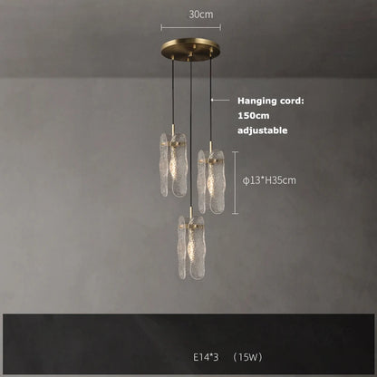 Two layer water ripple glass chandelier with stacked glass rings