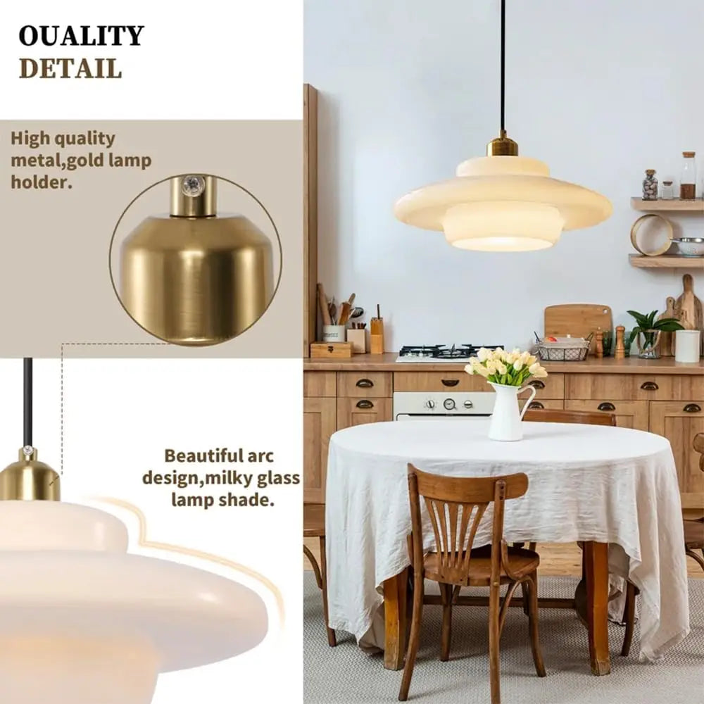 Cream Glass Art Pendant Light