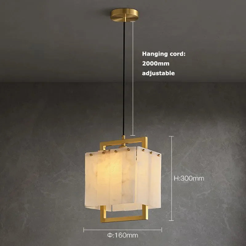 Large 47.2 in (120 cm) natural marble chandelier on gold steel
