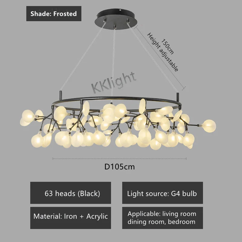 Gold firefly chandelier with 45 heads and 4500K neutral light