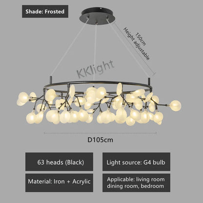 Gold firefly chandelier with 45 heads and 4500K neutral light